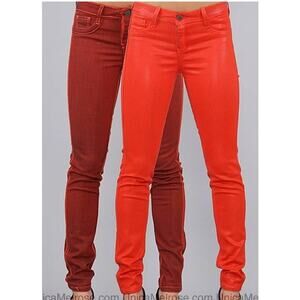 BLEULAB Reversable Orange & Red Denim Jeans Pants ~ Women's Size 27 Legging NWOT